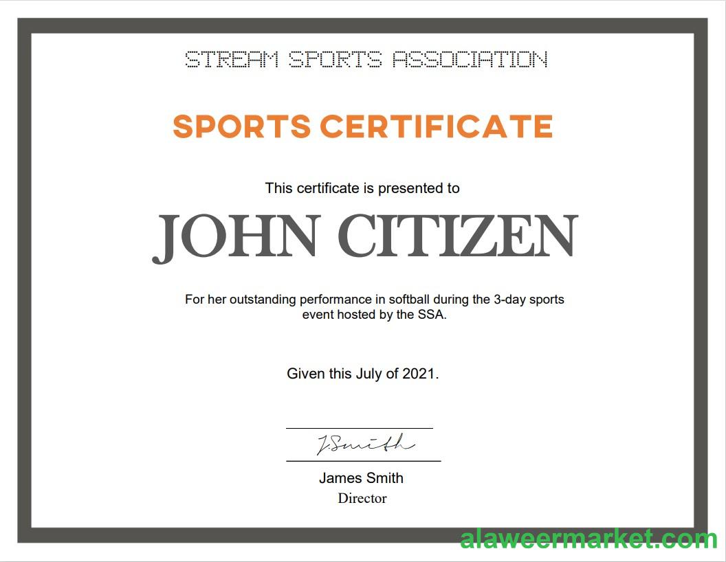 USA Sports certificate